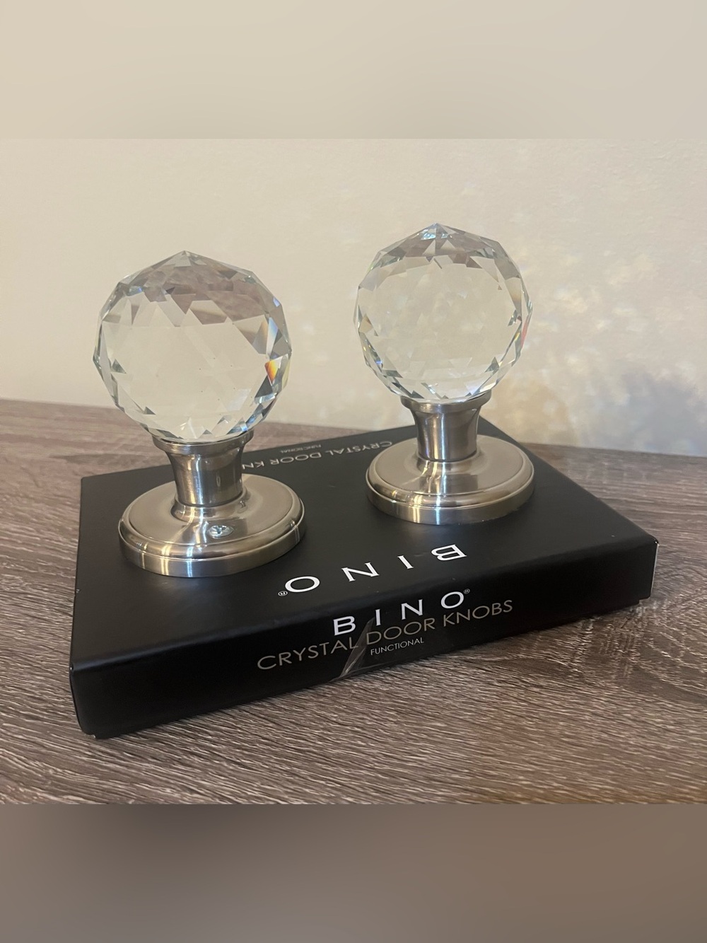 NEW Bino Functional Crystal Door Knobs Set of 2 Luxury